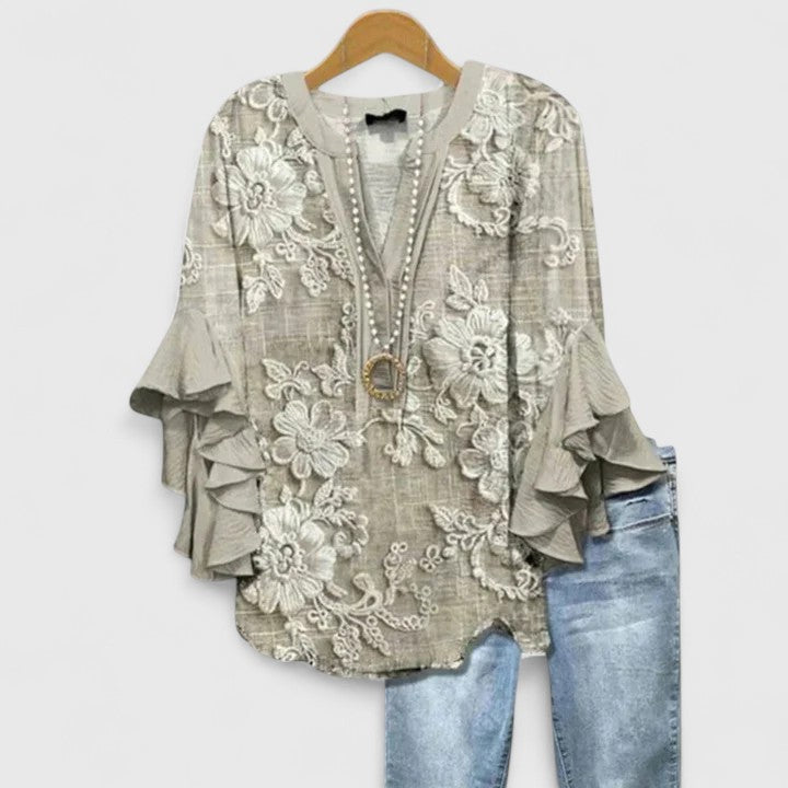 Lorraine | Ruffle Sleeve Floral Blouse