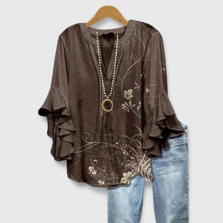 Lorraine | Ruffle Sleeve Floral Blouse