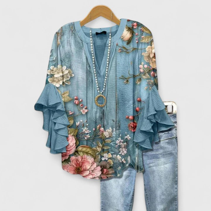 Lorraine | Ruffle Sleeve Floral Blouse