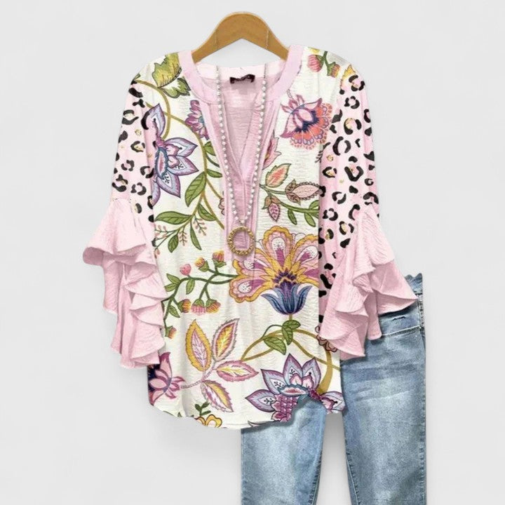Lorraine | Ruffle Sleeve Floral Blouse
