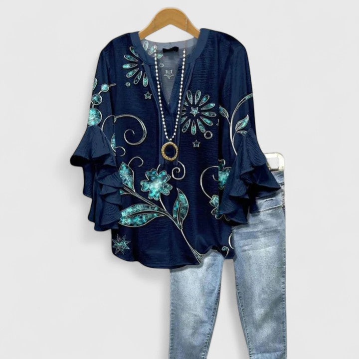 Lorraine | Ruffle Sleeve Floral Blouse
