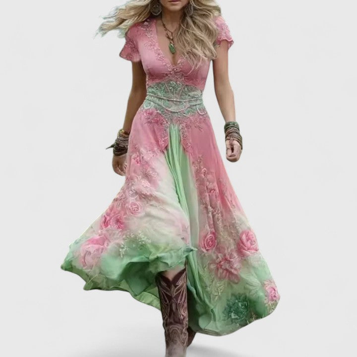 Lilly | Embroidered Boho Maxi Dress