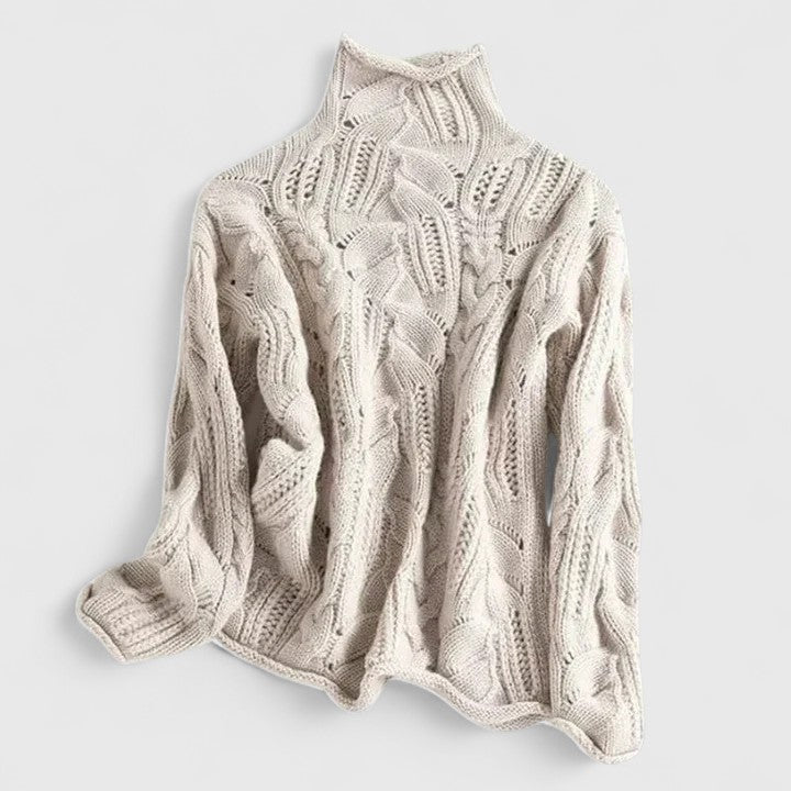 Helen | Textured Knit Turtleneck Sweater
