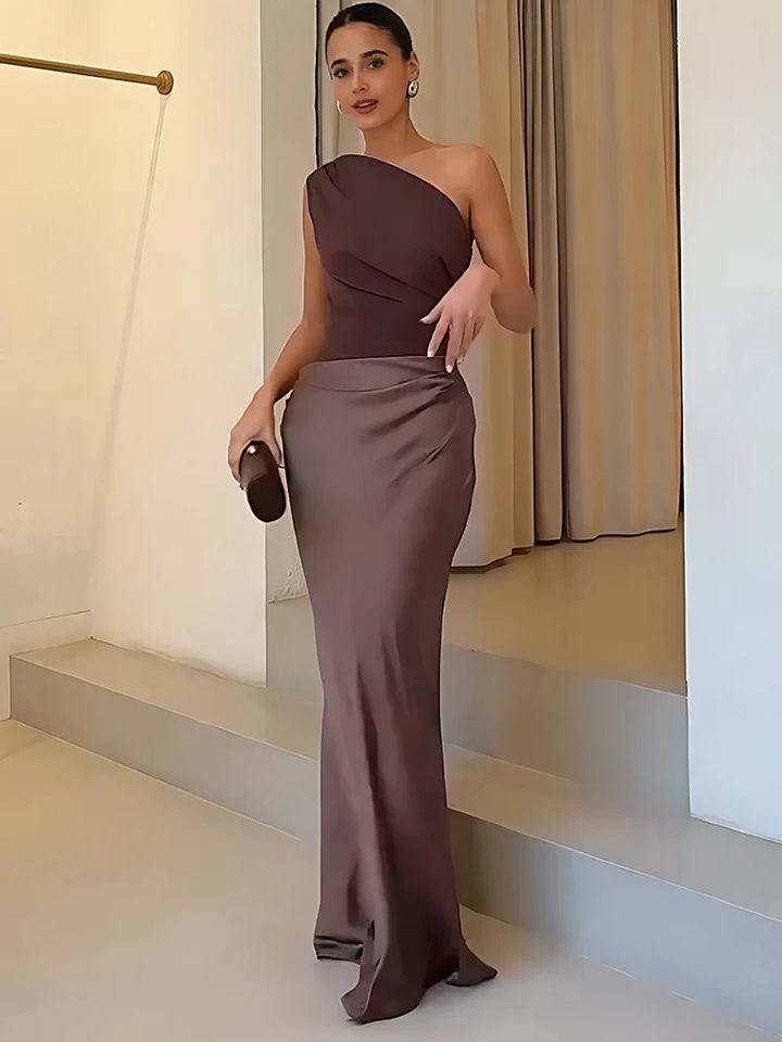 Selene | One-Shoulder Satin Gown