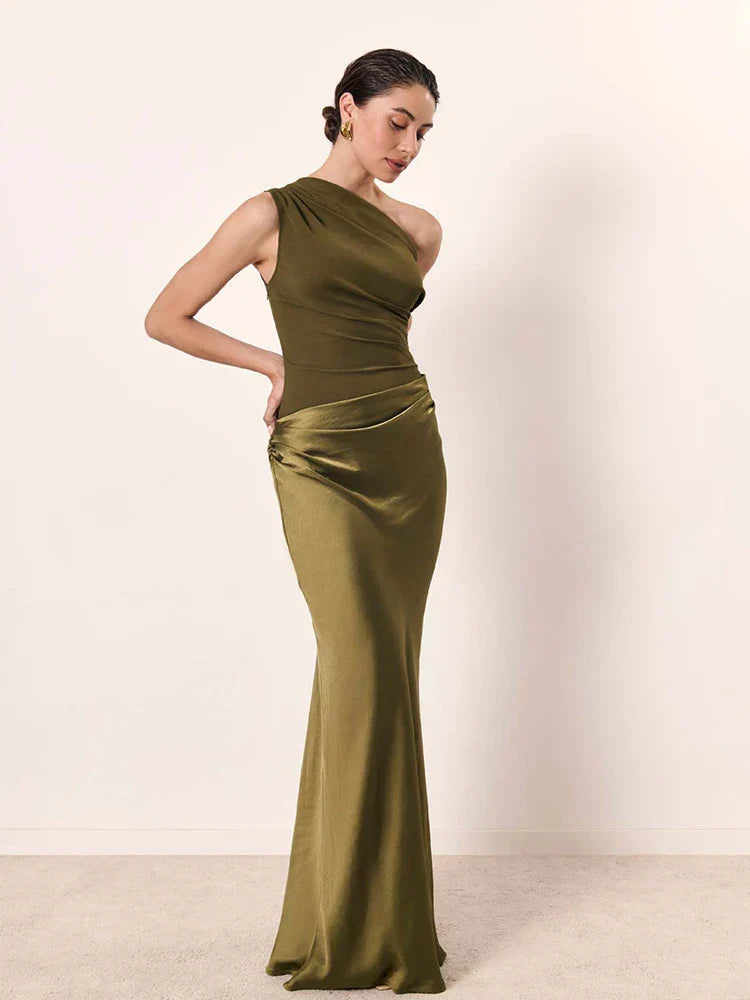 Selene | One-Shoulder Satin Gown