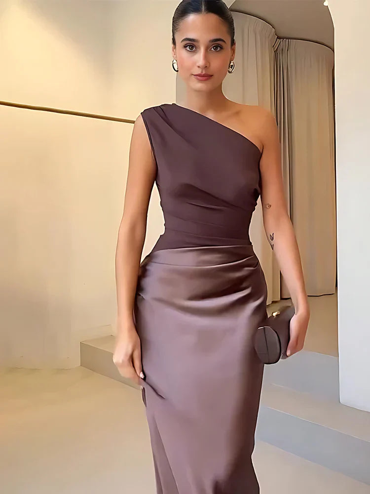 Selene | One-Shoulder Satin Gown