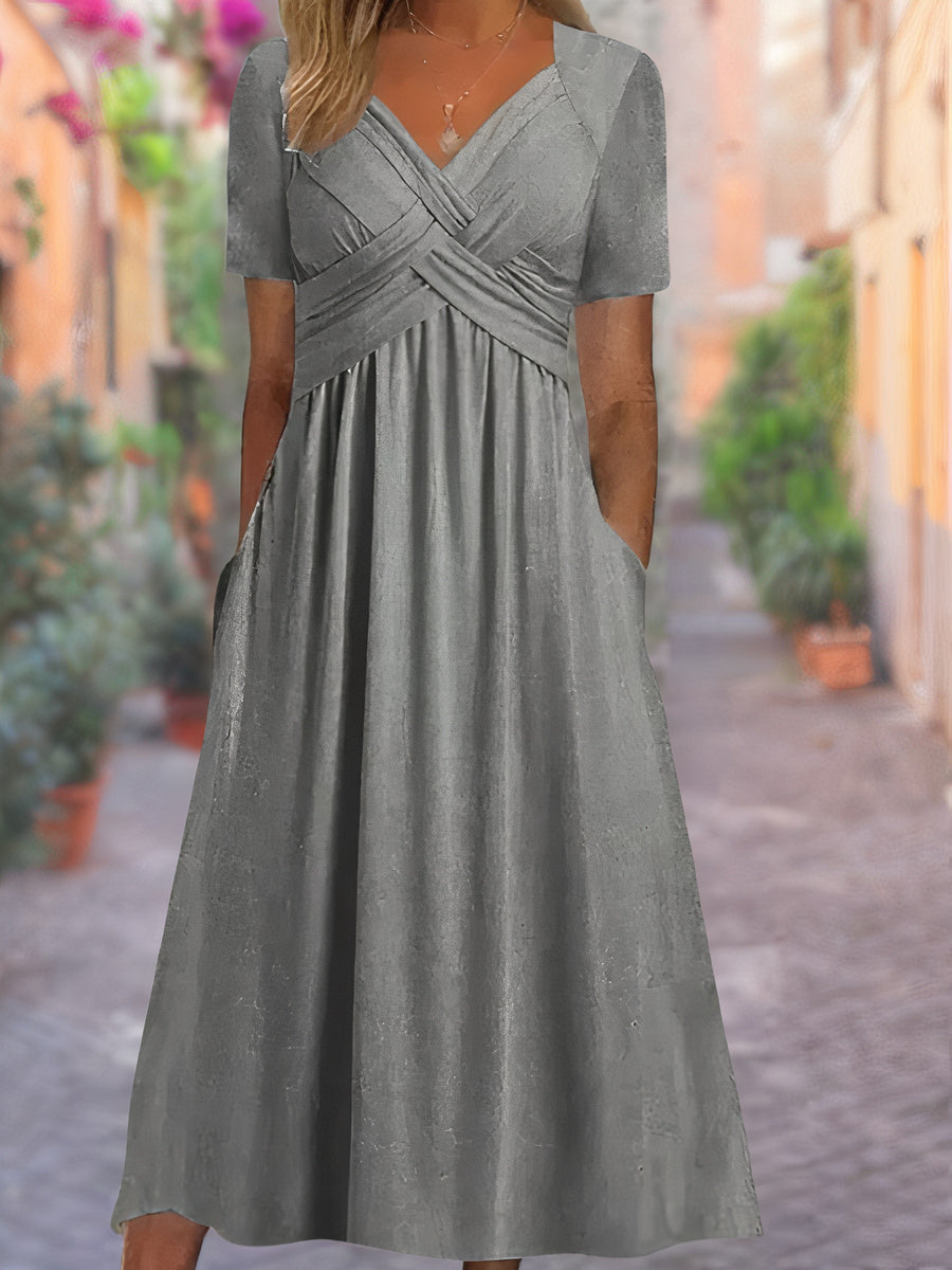 Helen | Crisscross Empire Midi Dress