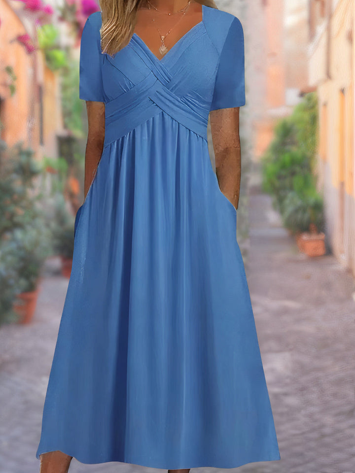 Helen | Crisscross Empire Midi Dress