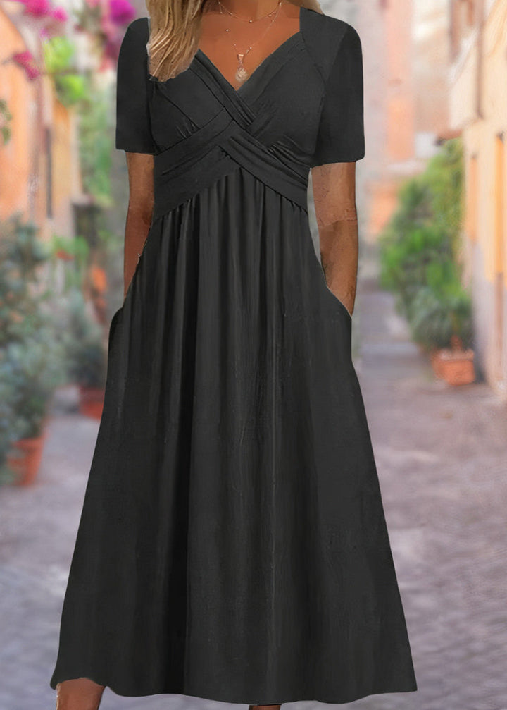 Helen | Crisscross Empire Midi Dress