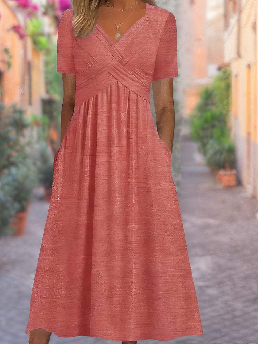 Helen | Crisscross Empire Midi Dress