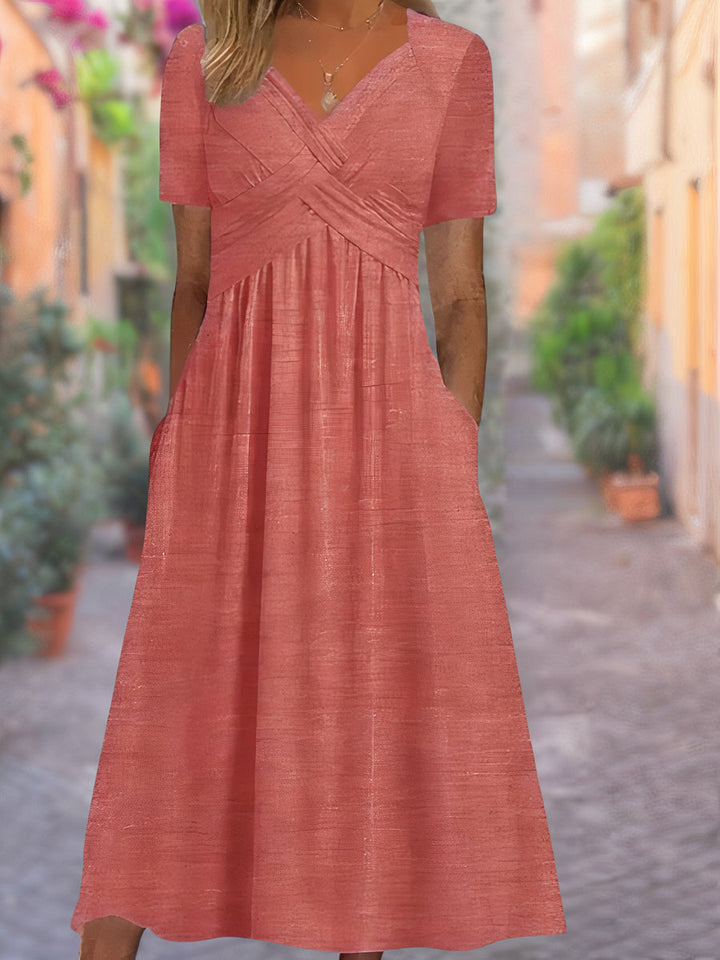 Helen | Crisscross Empire Midi Dress