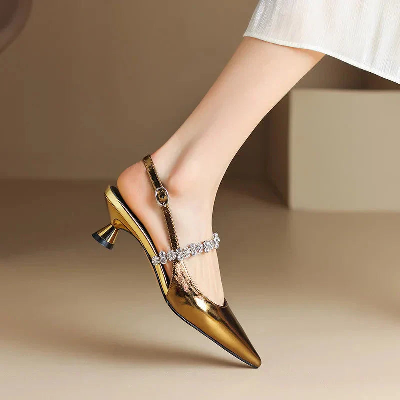 Lydia | Sparkle Strap Kitten Heels