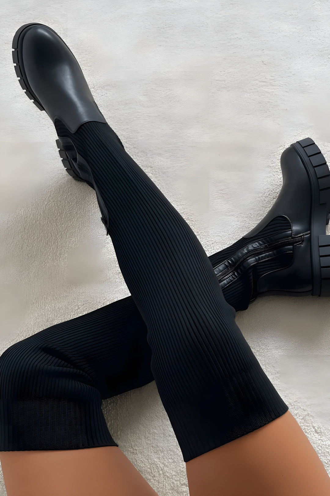 Bianca | Ribbed Over-the-Knee Zip Boots