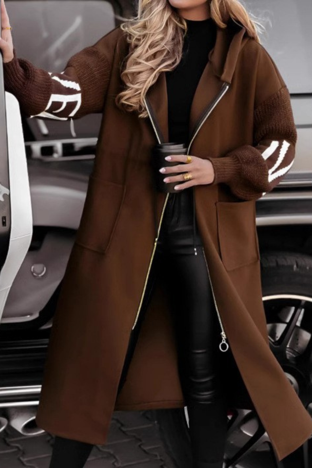 Bianca | Two-Tone Hooded Coat