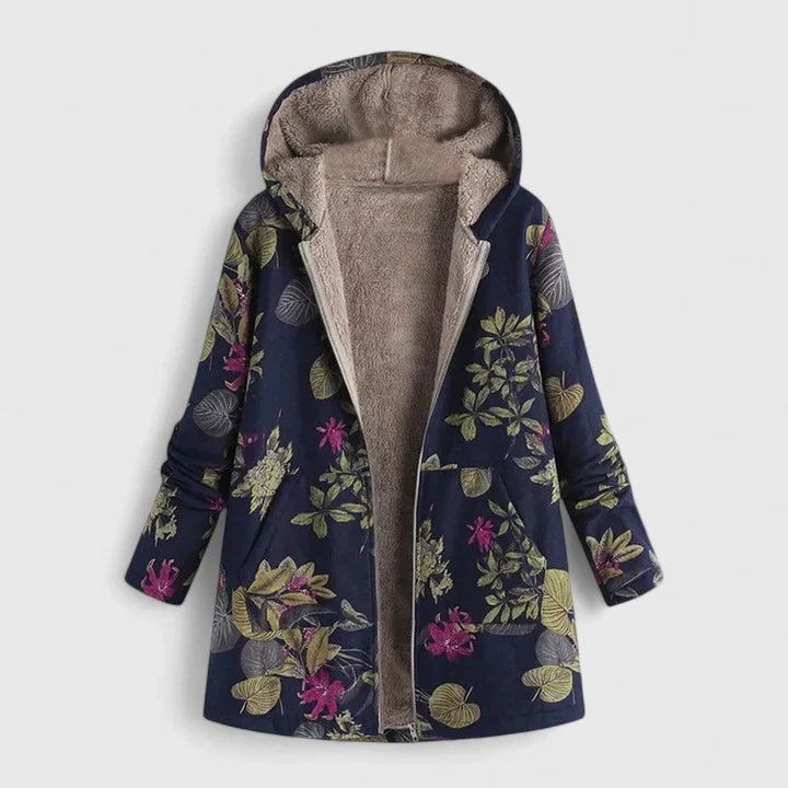 Floral Haven | Cozy Sherpa-Lined Hooded Coat