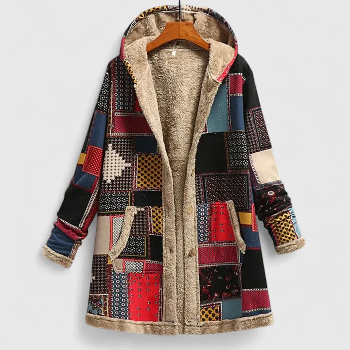 Floral Haven | Cozy Sherpa-Lined Hooded Coat