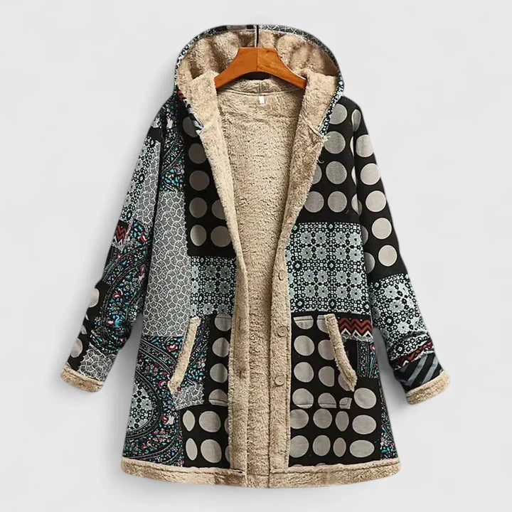 Floral Haven | Cozy Sherpa-Lined Hooded Coat