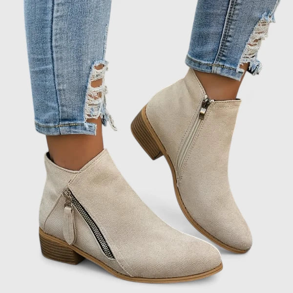 Linda | Side-Zip Suede Ankle Boots