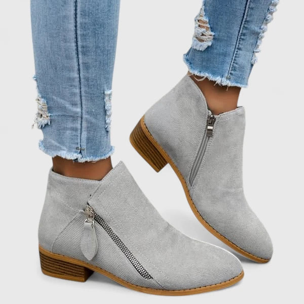 Linda | Side-Zip Suede Ankle Boots