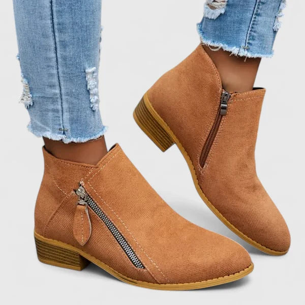Linda | Side-Zip Suede Ankle Boots