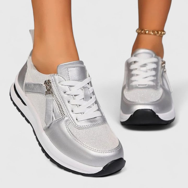 Sophie | Metallic Zip Sneakers