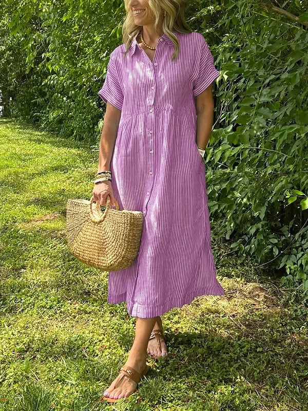 Linda | Striped Button Dress