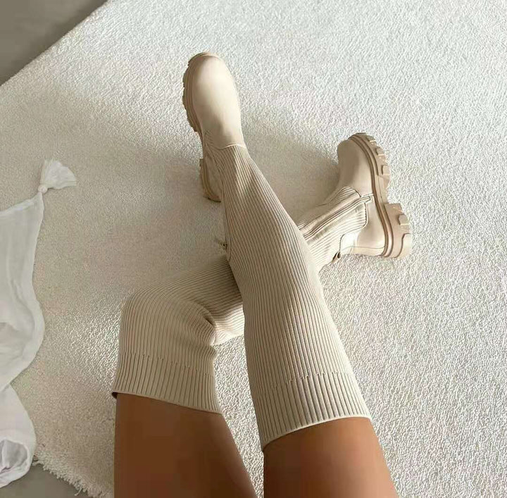 Bianca | Ribbed Over-the-Knee Zip Boots