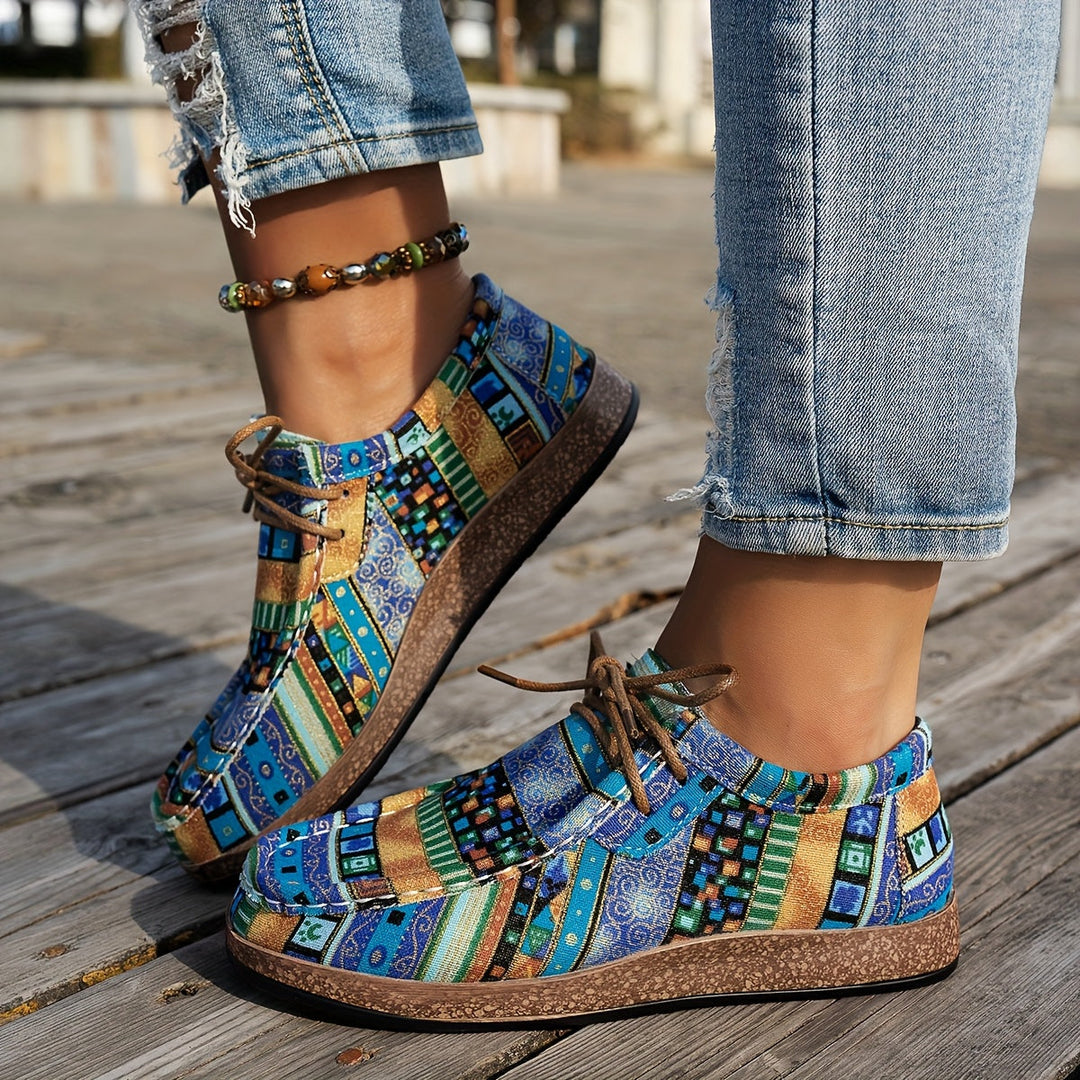 Maya | Boho Patchwork Lace-Up Shoes