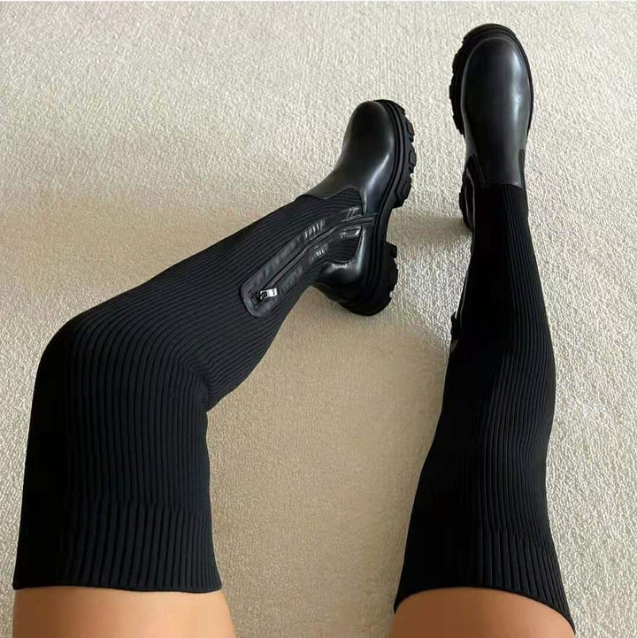 Bianca | Ribbed Over-the-Knee Zip Boots