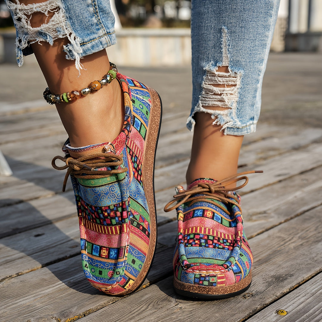 Maya | Boho Patchwork Lace-Up Shoes