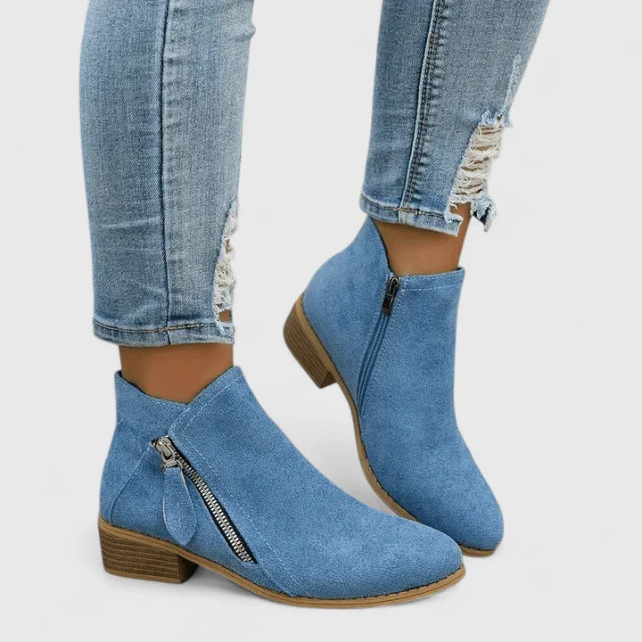 Linda | Side-Zip Suede Ankle Boots