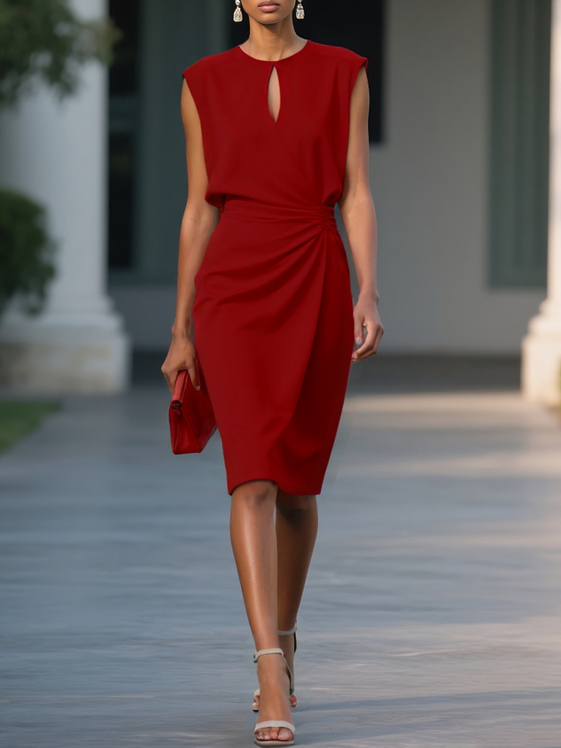 Celeste | Draped Sleeveless Midi Dress
