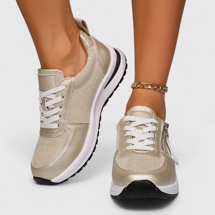 Sophie | Metallic Zip Sneakers