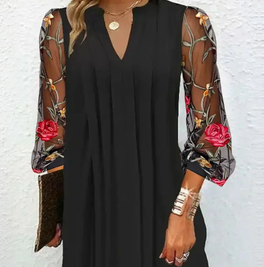 Veronica | Embroidered Sleeve Shift Dress