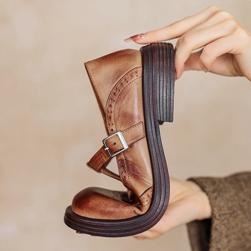 Edith | Vintage Buckle Oxford Flats