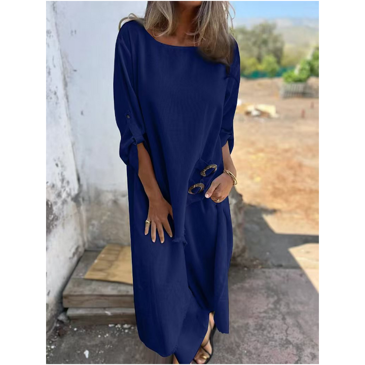 Estelle | Relaxed Button Detail Midi Dress