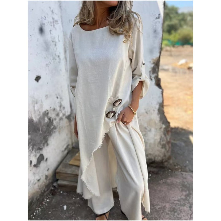Estelle | Relaxed Button Detail Midi Dress